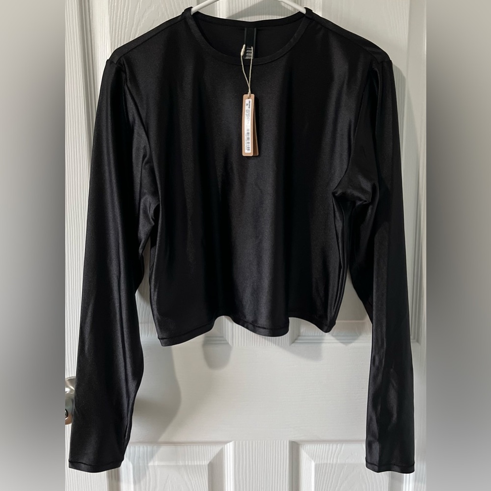 NWT Skims shine spandex jersey cropped. Sz 3X. Black